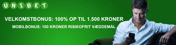 Unibet velkomstbonus på 1.000 kroner