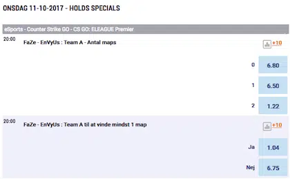 Counter Strike odds på antal maps