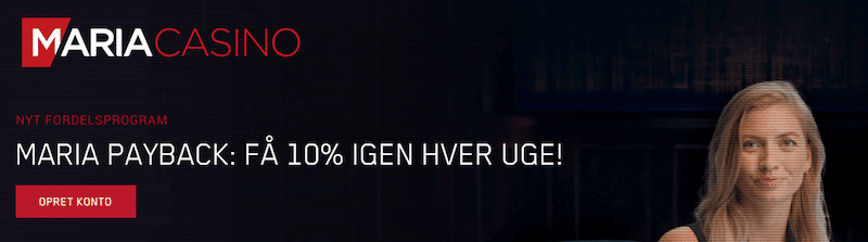 Få 10% payback med Maria Casino Maria Casino promokode