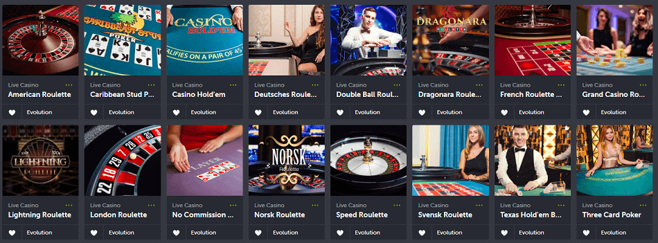 ComeOn live Casino