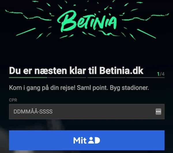 Opret dig hos Betinia casino